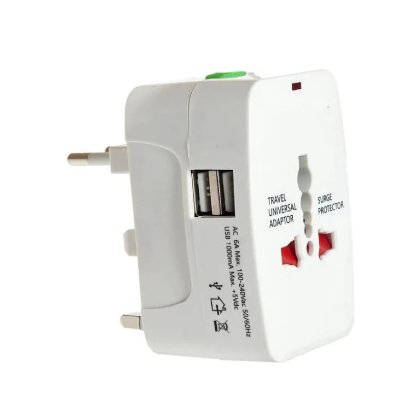 Adaptador Tomada Universal Adaptador Tomada Universal Com 2 USB 150 Países, Para Viagem, Bivolt