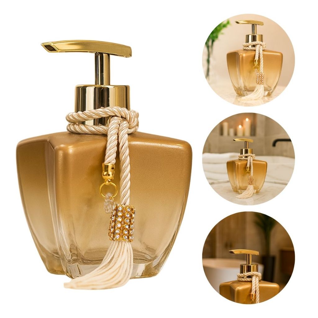 01 Frasco de Vidro P/ Lavabo Estrela Degrade 280ml C/ Válvula Saboneteira Luxo + Cores