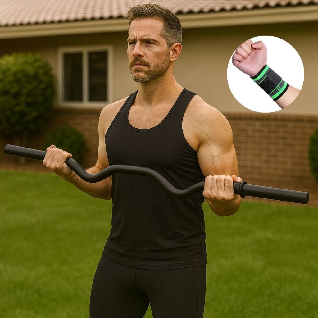 Barra W Musculação 1,20 cm Par de Presilhas Par de Munhequeiras Reforçada para Academia e Crossfit Treinho Fitness