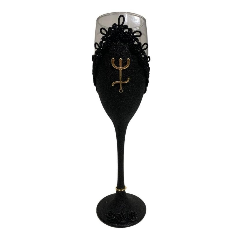 Taça de pomba gira Rosa Caveira, Maria caveira, Maria Padilha pingente tridente modelo champagne