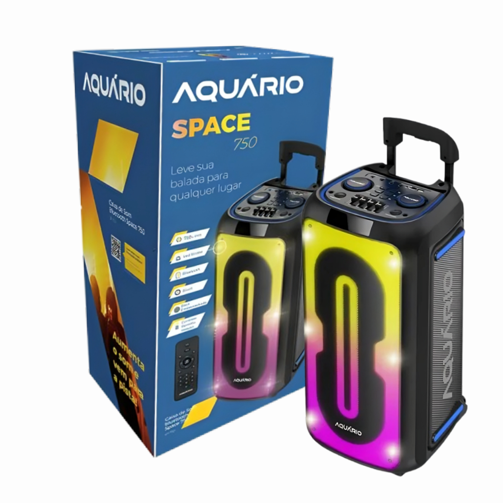 Caixa De Som Amplificada Bluetooth Com Controle Space 750 Aquário Sp-750