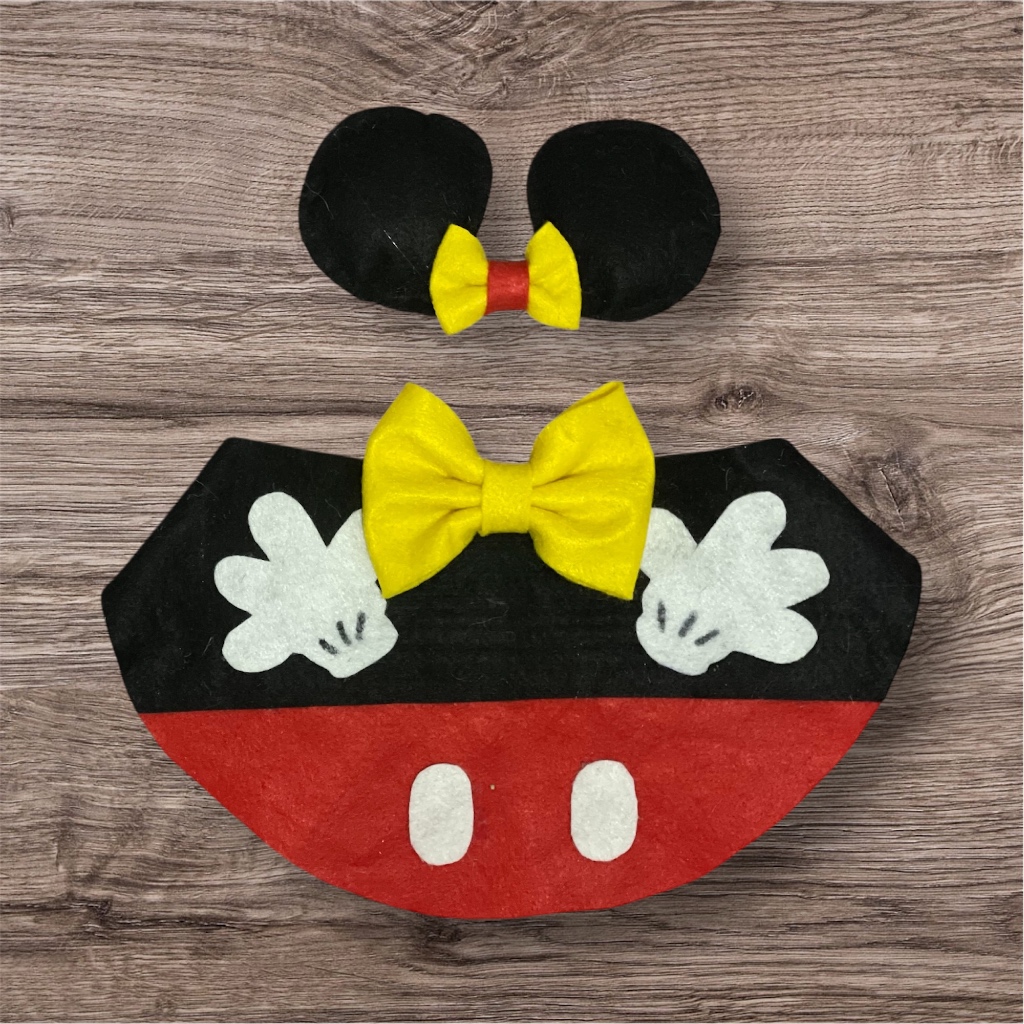 Bandana + acessório para cabeça Mickey para cachorro, gato, porquinho da índia, coelho pet