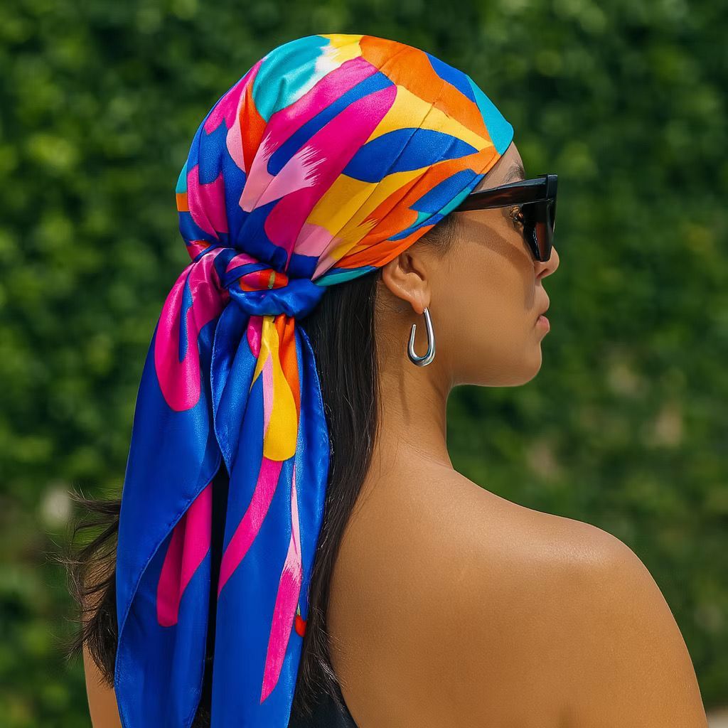 Lenço de Cetim 90x90 Feminino – Versátil para Cabeça, Pescoço, Cabelo ou Bolsa-S75