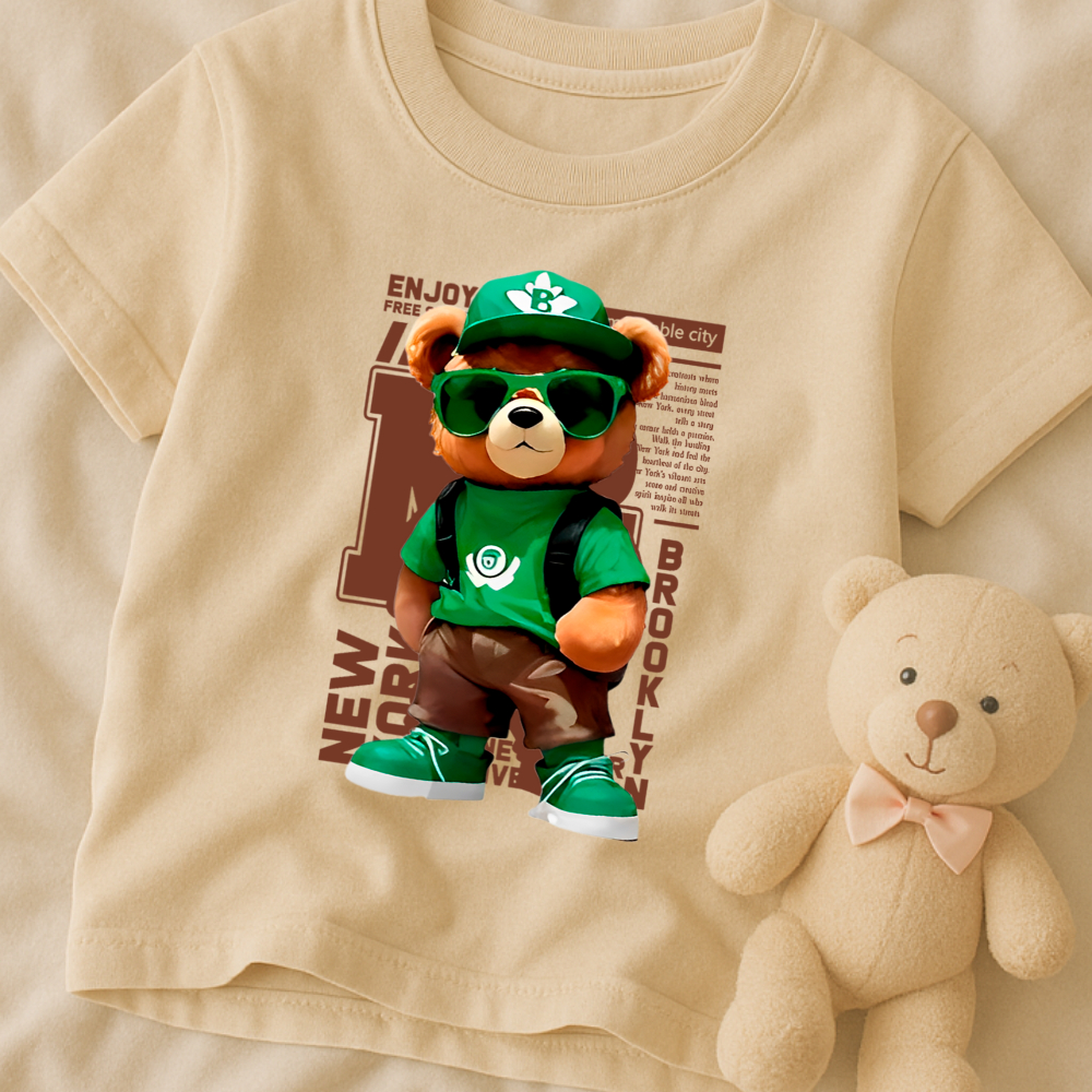 Camiseta Infantil Várias Cores 2 anos ao 16 Ursinho Verde StreetWear Algodão Confortável em Oferta na Shopee