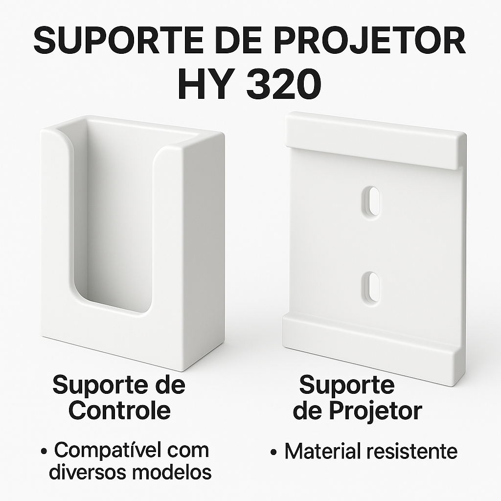 Suporte de Parede e Controle para Projetor HY320 | Ajustável, Resistente e Fácil Instalação