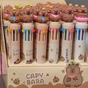Kit 3/6/9/12/24/36 Peças/Caneta Esferografica 10 Cores Capivara