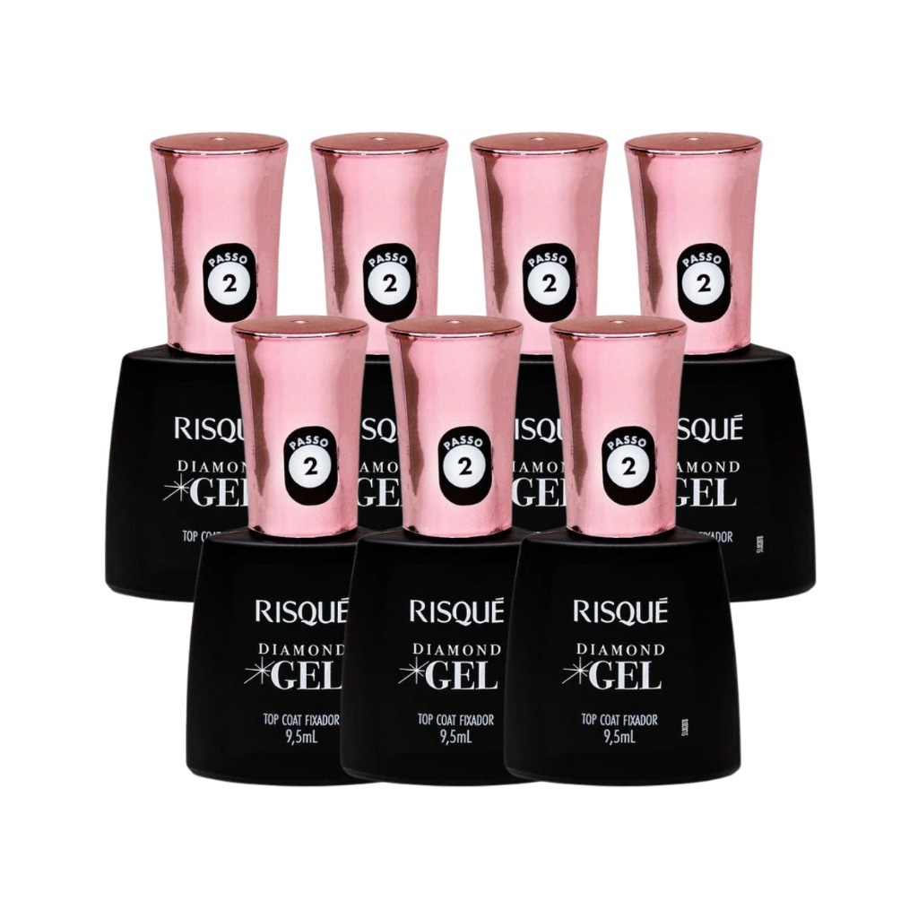 Top Coat Fixador Risque Diamond Gel Cremoso 9,5Ml Kit Com 7 Unidades em Oferta na Shopee