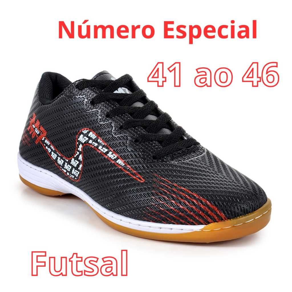 Chuteira Futsal Quadra Numero Especial 41 Ao 46 Macia Reforçada Antiderrapante Masculina