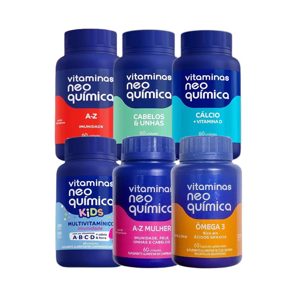Kit Família Com 6 Frascos Contendo 60 Cáp Cada - NeoQuímica