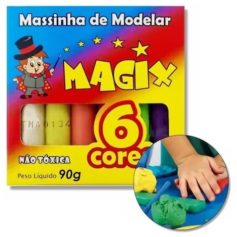 Massinha de modelar 6 cores 90g magix