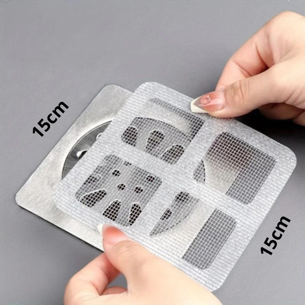 Filtro de Ralo Descartável – Tela Adesiva Protetora Anti-Odor Insetos para Pia Banheiro 10x10cm /15x15cm