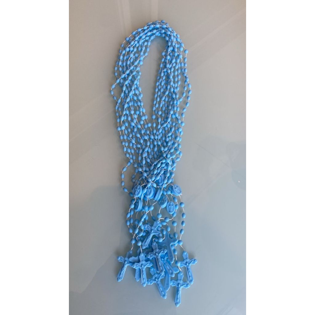 24 unidades - Terços Católico de Plástico para Pescoço - Branco - 38 cm -Lembrancinhas - Batizados - Primeira Comunhão .