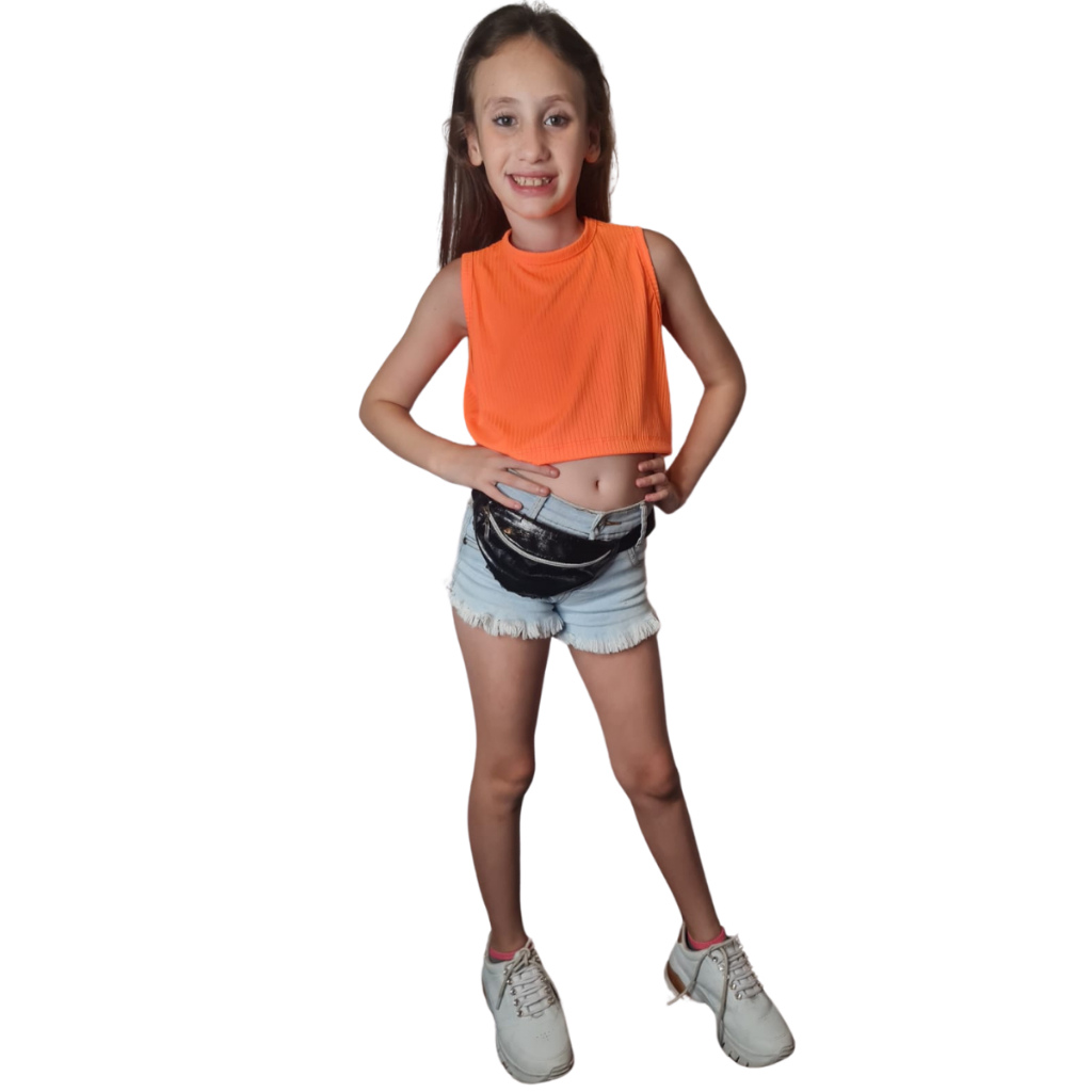 Cropped Infantil Tecido Canelado Blusinha Curta com Modelagem Soltinha Tm 4, 6 & 8 Cores Neon Sam em Oferta na Shopee