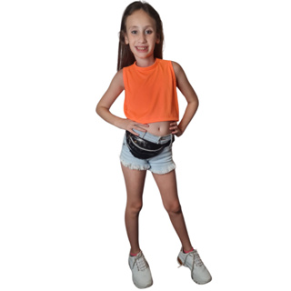 Cropped Infantil Tecido Canelado Blusinha Curta com Modelagem Soltinha Tm 4, 6 & 8 Cores Neon Sam em Oferta na Shopee