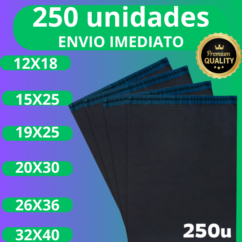 Kit 250 Envelope De Segurança Embalagem Envio Tamanho12x18 15x20 15x25 19x25 20x30 26x36 32x40 40x50 em Oferta na Shopee