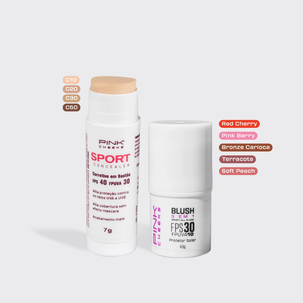 Dupla Imbatível PINK CHEEKS - Corretivo + Blush Em Stick em Oferta na Shopee