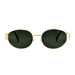 Óculos de Sol Oval Capri Verde UV400 Design Feminino Estojo Flanela