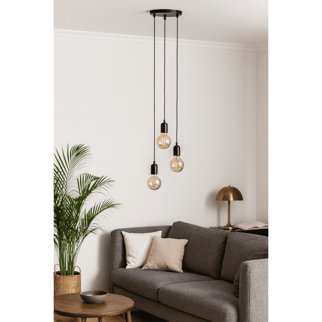 Luminaria de Teto Lustre Pendente Base Tripla E-27 Industrial Aramado Bivolt