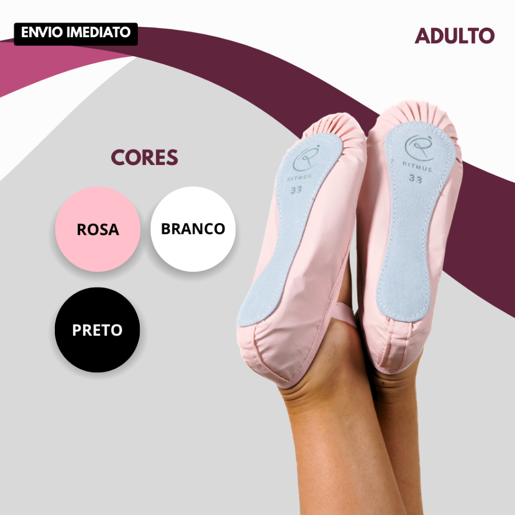 Sapatilha de Balé Korino Adulto -  Couro Sintético, Dança, Ballet Feminino e Masculino