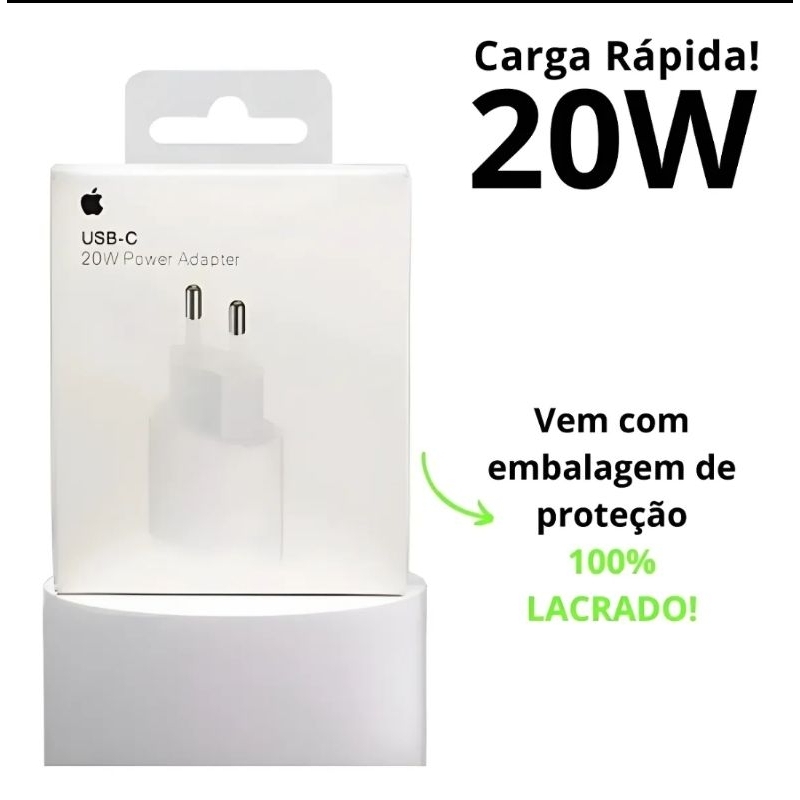 (ORIGINAL) KIT Carregador Cabo E Fonte Tipo C - XR,11,12,13,14 LACRADO