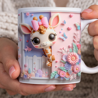 Caneca Xícara Personalizada Baby Safari Efeito 3D Animais Fofos Porcelana 325ml Presente em Oferta na Shopee