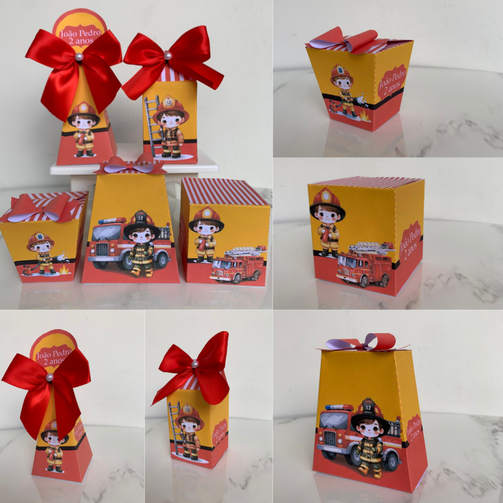 Kit de caixa personalizada BOMBEIROS - Lembrancinhas -  Caixinhas - Infantil - Aniversário