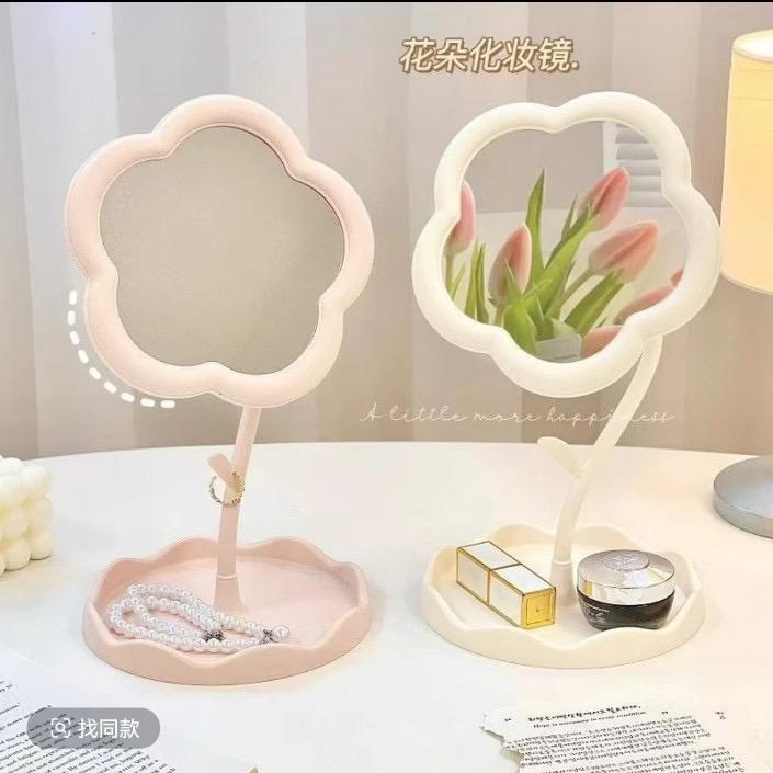 Espelho de Mesa em Formato de Flor - Decorativo e Portátil - 18,5x10cm - FJ90649/DT24416 em Oferta na Shopee