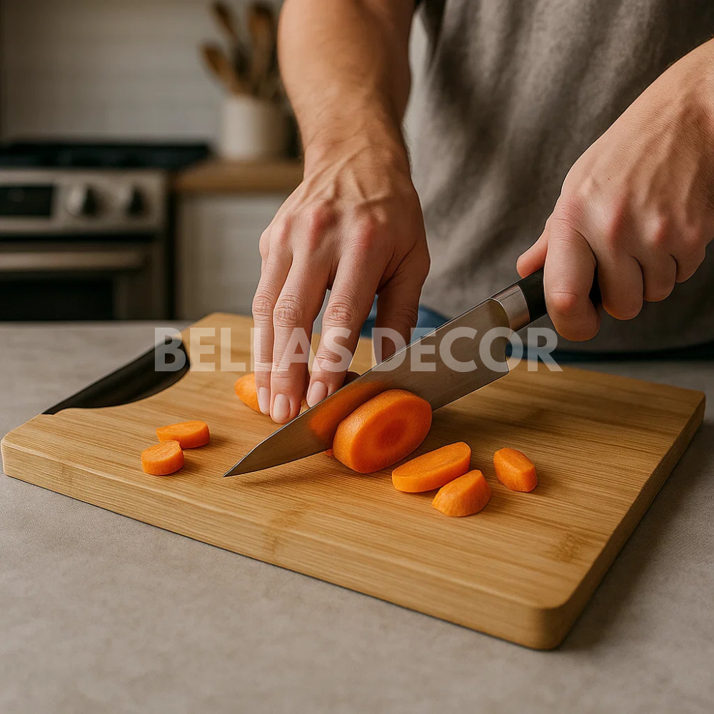 Tábua de Corte de Carne em Bambu com Alça Ergonômica – Durável, Sustentável , Churrasco e Cozinha