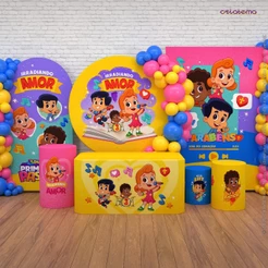 Capas E Painel 3 Palavrinhas Decoração Festa Aniversário Infantil Sublimado Em Tecido