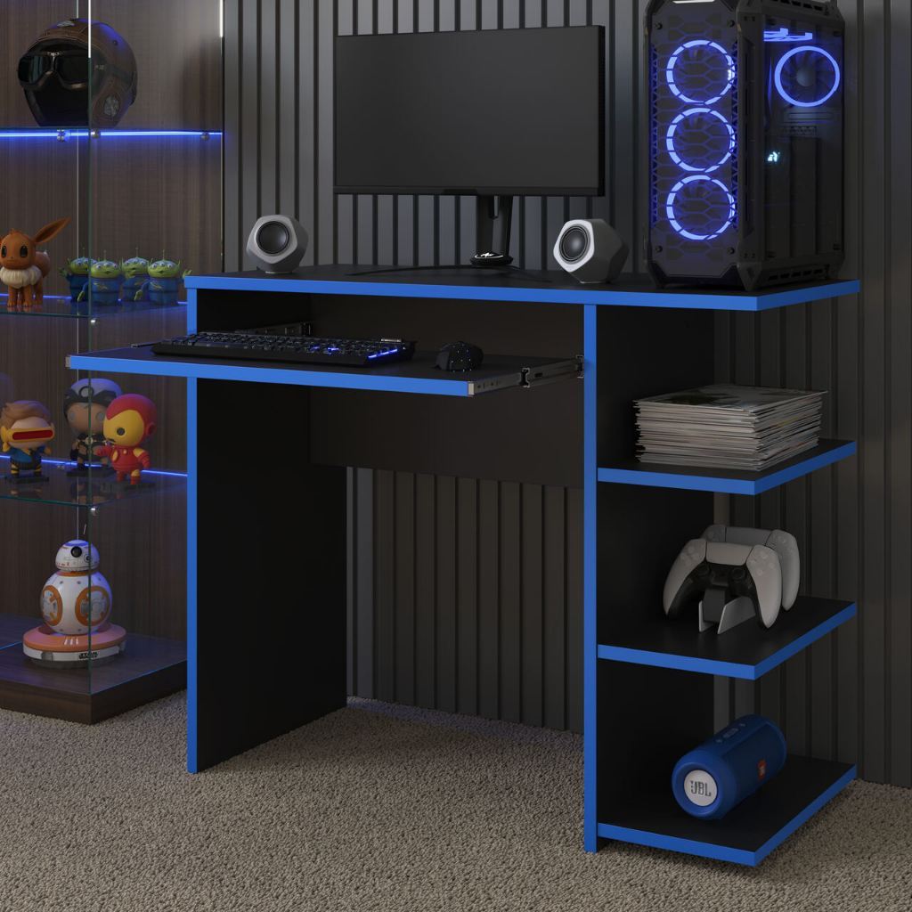 Mesa Para Computador Escrivaninha Escritório PC Gamer Com Prateleiras GAMER
