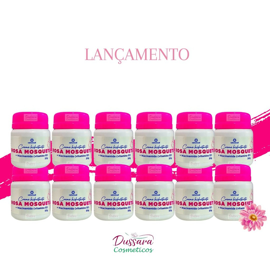 Kit Com 12 Cremes Rosa Mosqueta Hidratante Clareador Natural