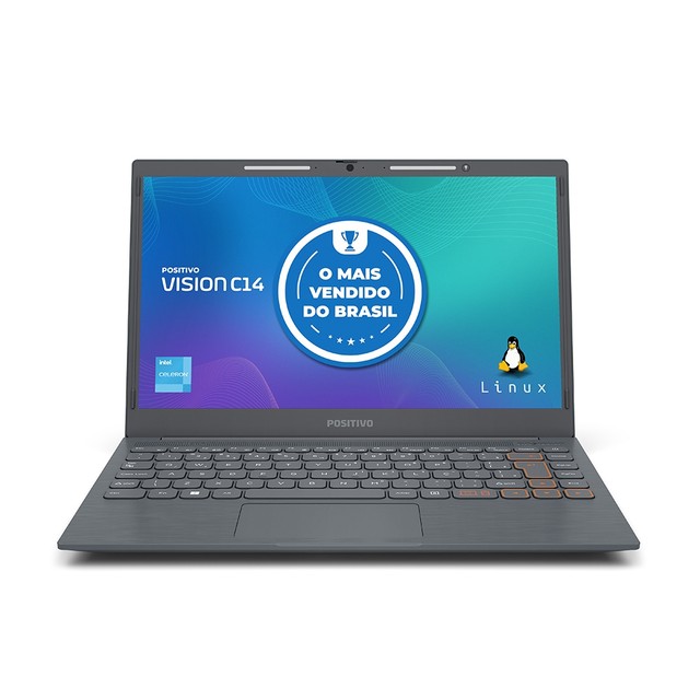 Notebook Positivo Vision C14 Intel Celeron Linux 8GB RAM 256GB 14.1” LED HD Lumina BAR - Cinza