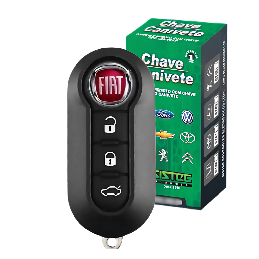 Controle Chave Canivete Linha Fiat St45 Alarme Sistec Com Lâmina Completo