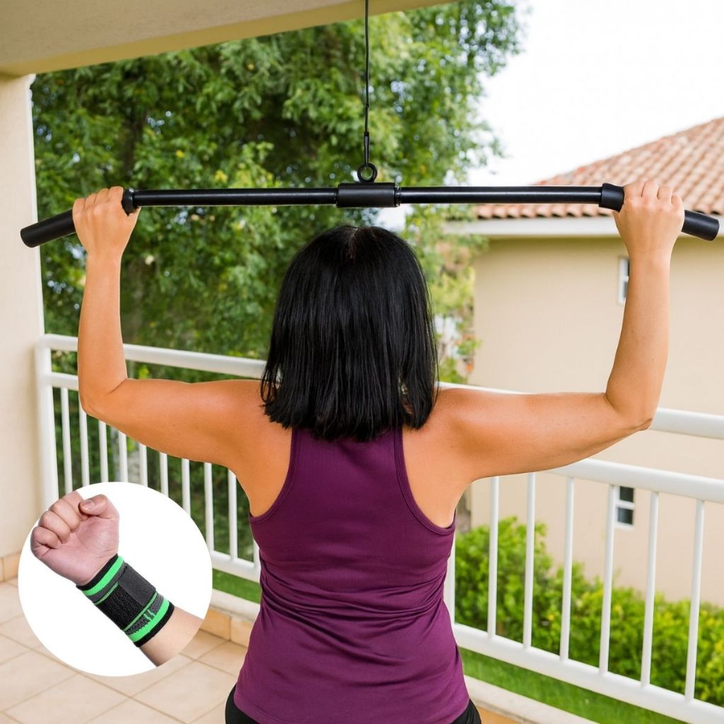 Munhequeira Punho Profissional Academia Puxador Costa Pulley 120cm Academia Musculação Lançamento Envio Rápido