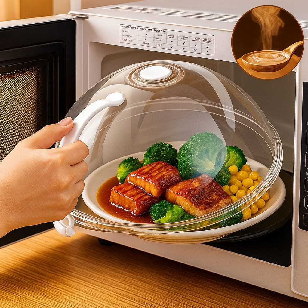 Tampa Para Microondas  Anti Sujeira Comida Com Válvula Alça De Plástico Prato Protetor Para Alimentos Multifuncional