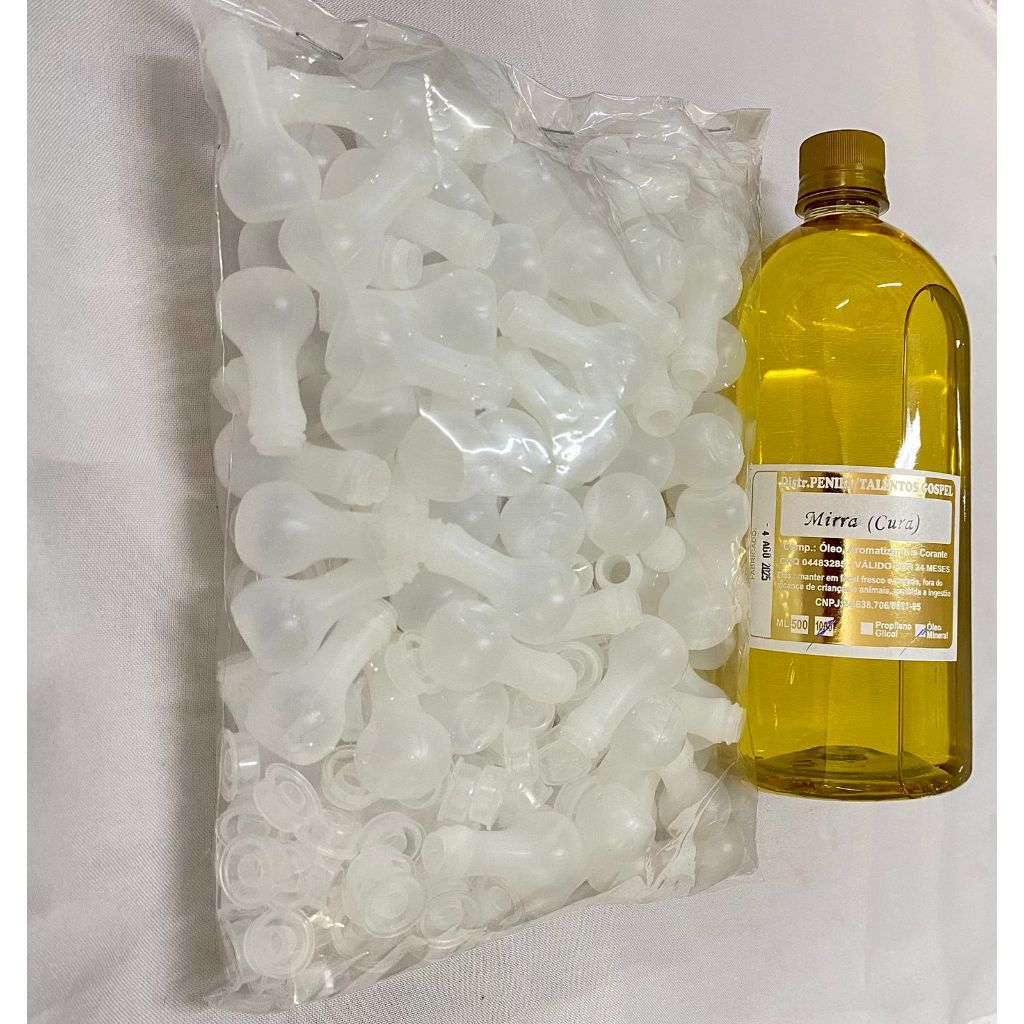 ÓLEO DE UNÇÃO | 1 LITRO + PACOTE DE BOTIJA COR BRANCA ( BOTIJA 100 UNIDADES )