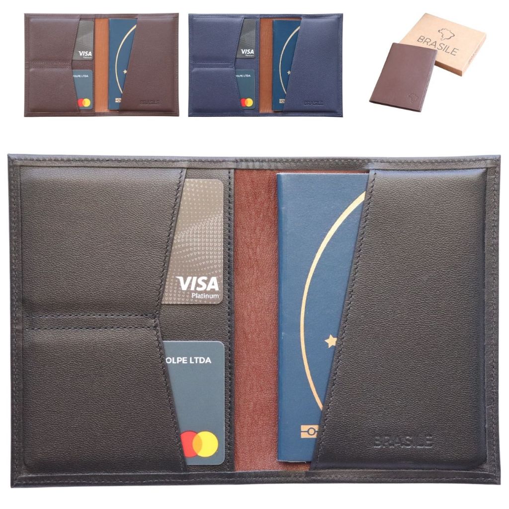 Imagem Capa Porta Passaporte Documento Couro Legítimo Capa Viagem