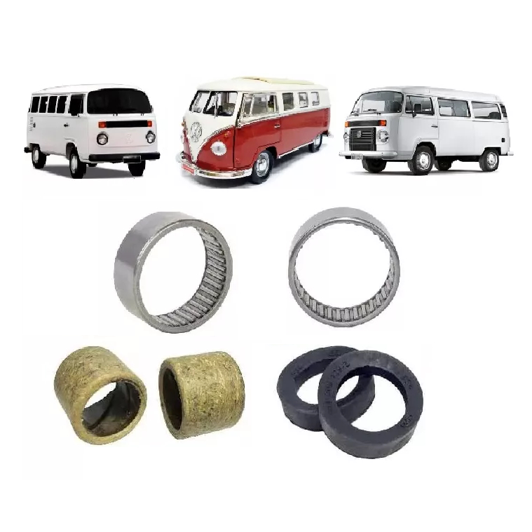 kit de 2 rolamentos agulha  2 buchas 2 aneis do quadro de suspensao dianteira kombi todos os modelos