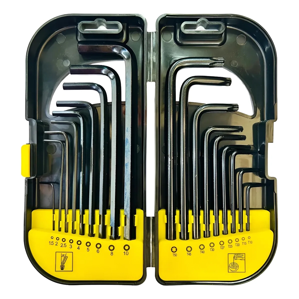 Jogo de Chaves Allen e Torx 18 Peças Extra Longas – Titanium Platina