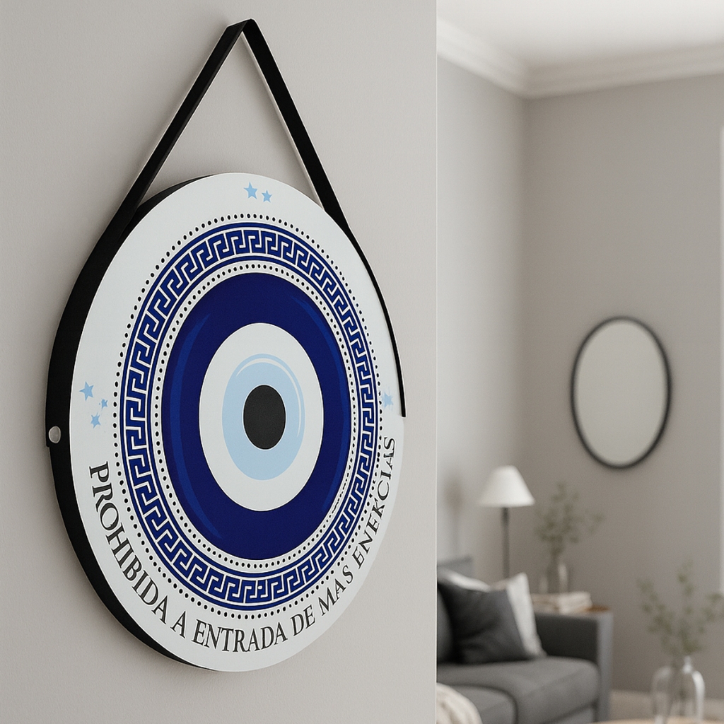 Imagem Quadro Mandala Olho Grego MDF Decorativo Com Alça Para Parede