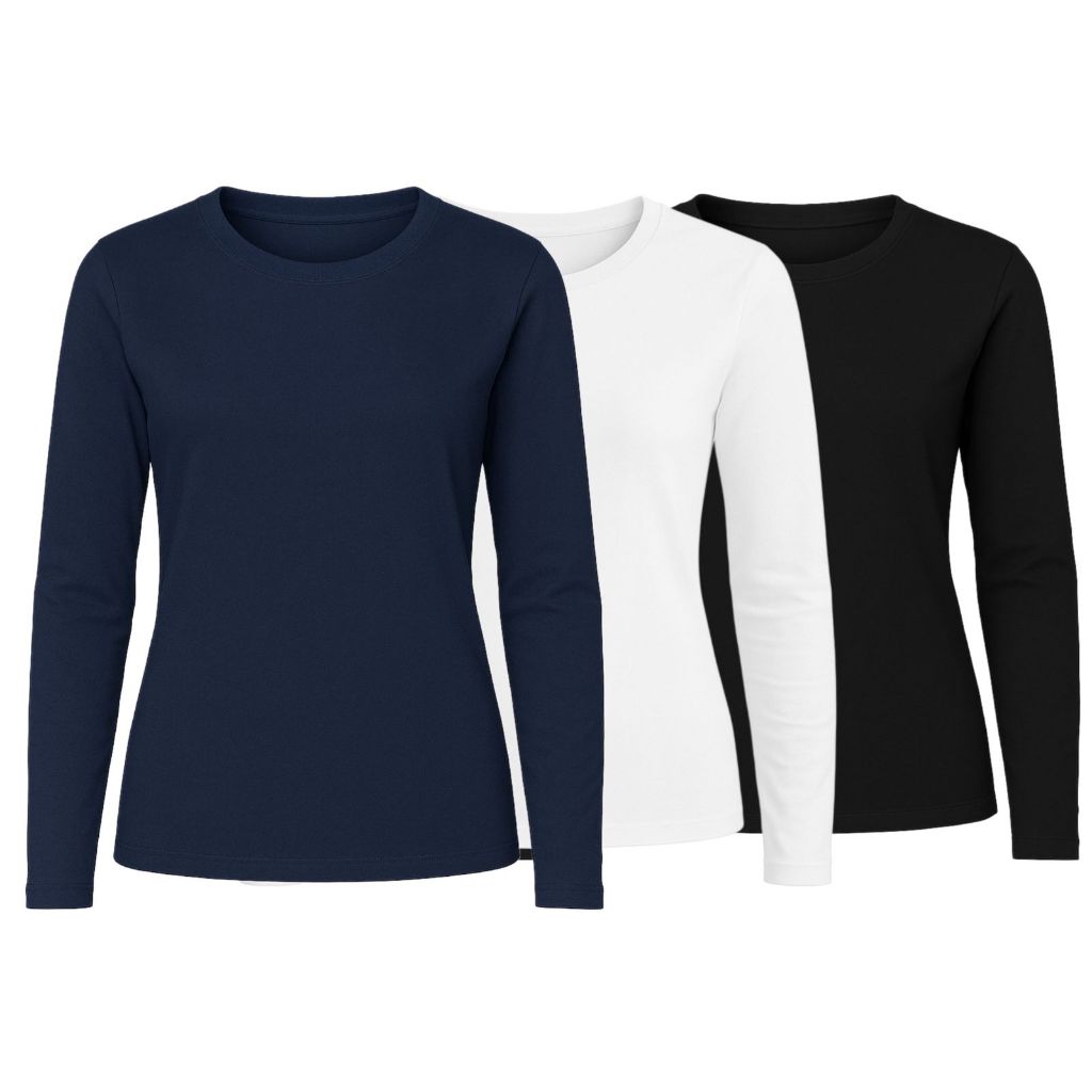 Kit 3 Unidades Camiseta Feminina Dry Fit Manga Longa Fator UV em Oferta na Shopee