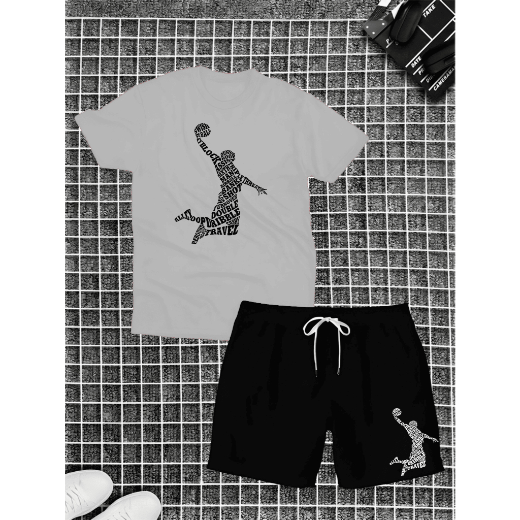 Kit Camisa + Short Tactel Masculino Basquete Frase Treino Academia Corrida