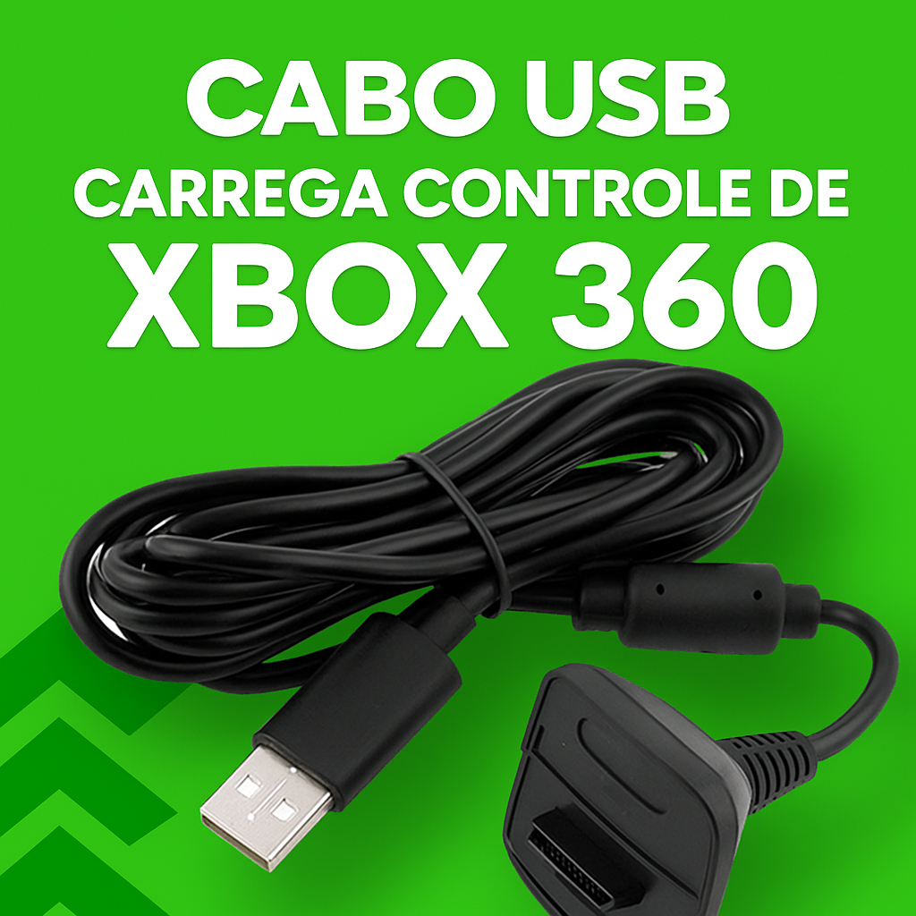 Cabo Carregador USB Controle Xbox 360 – Play & Charge – Resistente