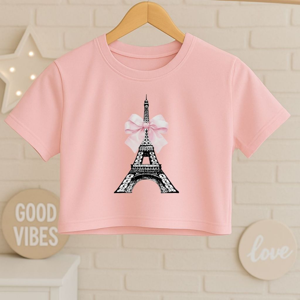 Cropped Infantil Oversized Paris Manga Curta Verão 100% Algodão Mini Blogueirinha Modinha Fashion Meninas em Oferta na Shopee