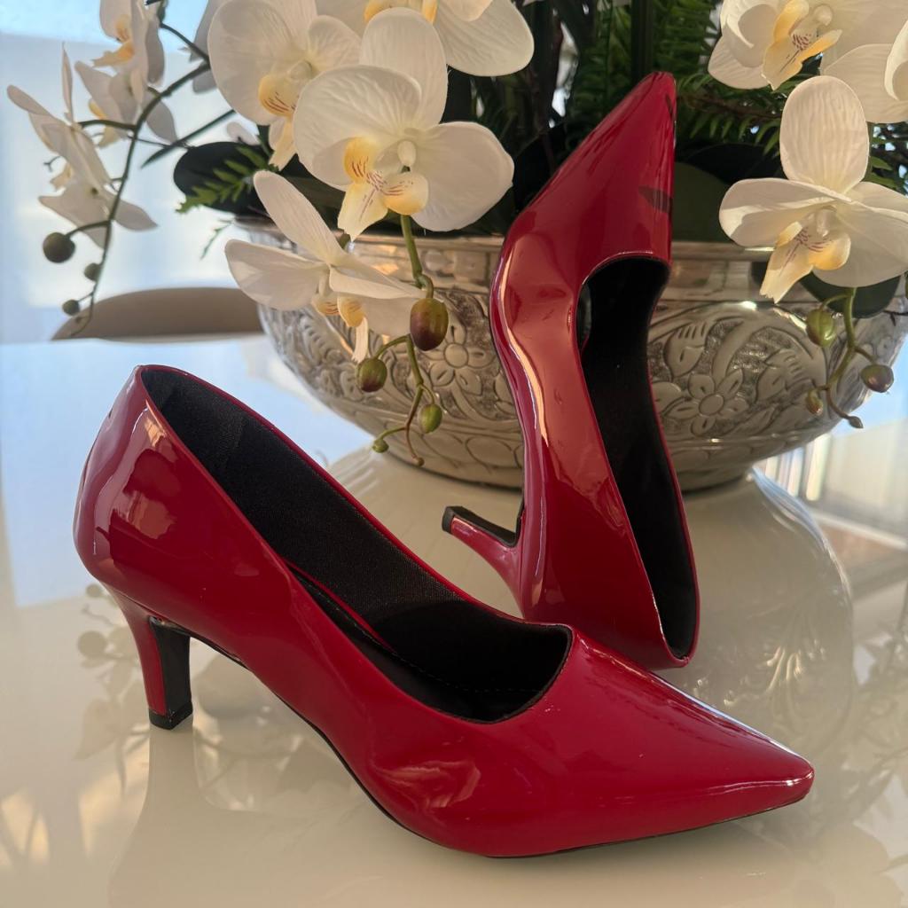 Scarpin feminino bico fino salto baixo fino sapato social