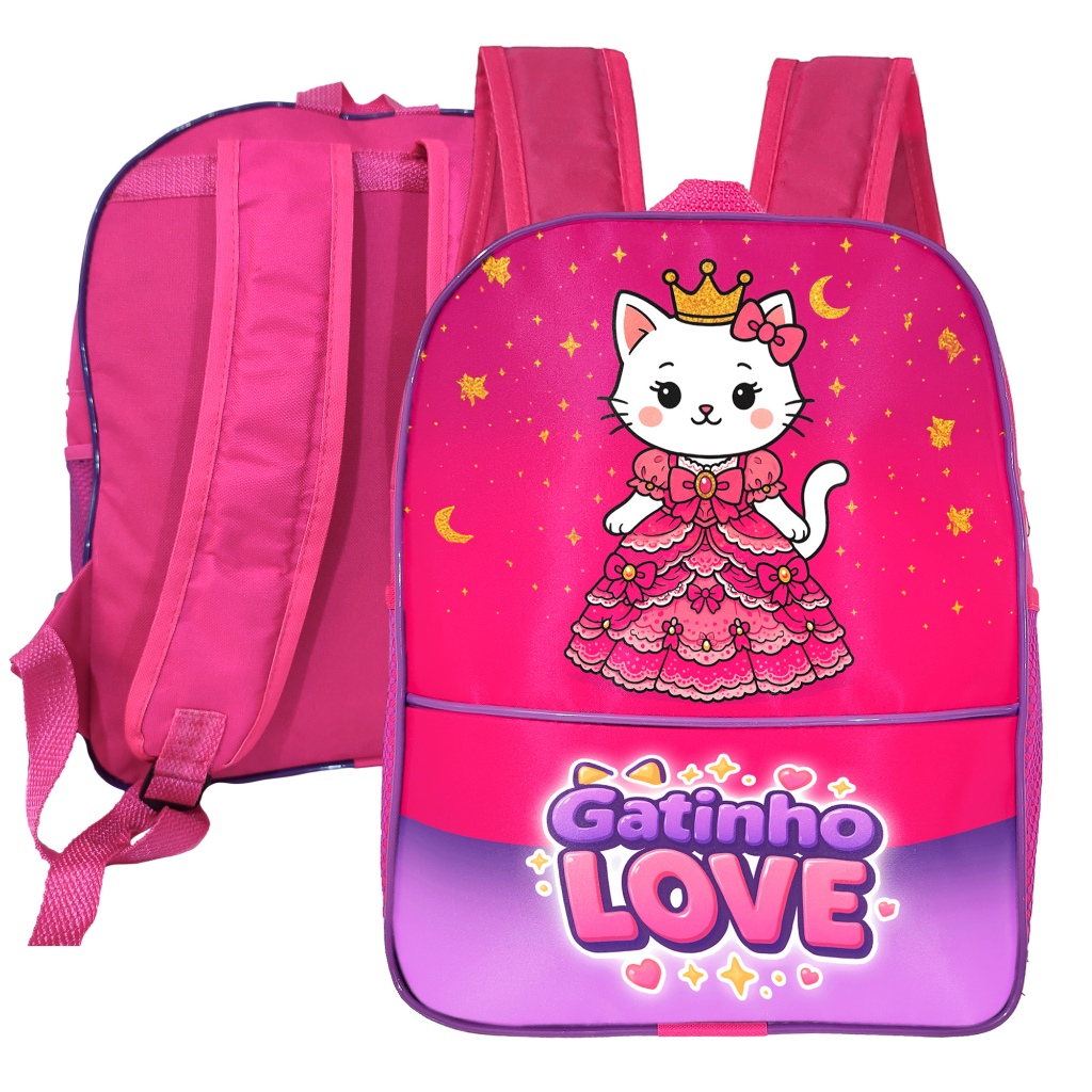 Mochila Escolar Infantil Rosa Love Gatinho Princesa Fofo e Resistente com Alça Ajustável Menina em Oferta na Shopee