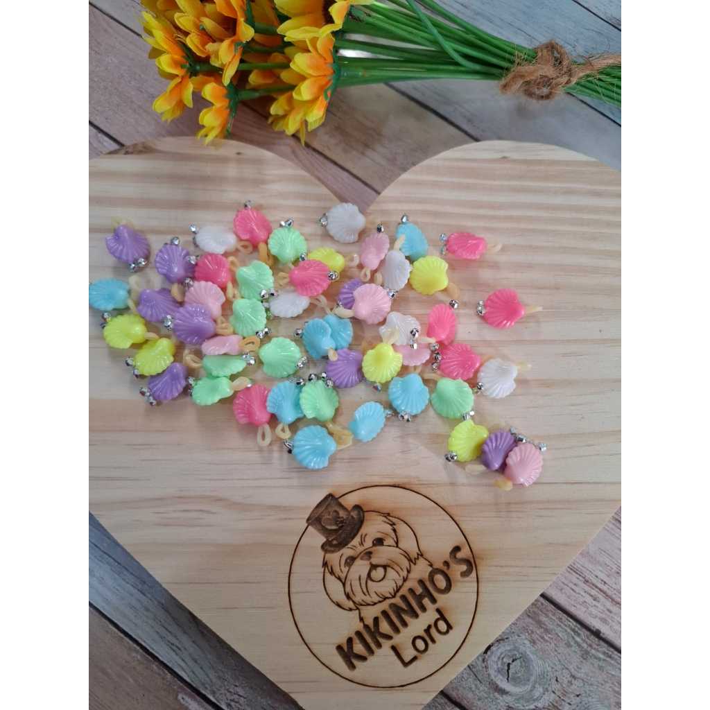 50 Mini Laço para penteado PET LUXO Concha - laço elástico - Shitzu - acessório pêlo