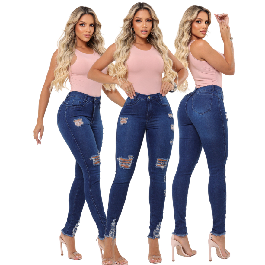 Calça Jeans Feminina Modeladora Skinny Levanta Bumbum Com Elastano Cintura Alta Lançamento Premium