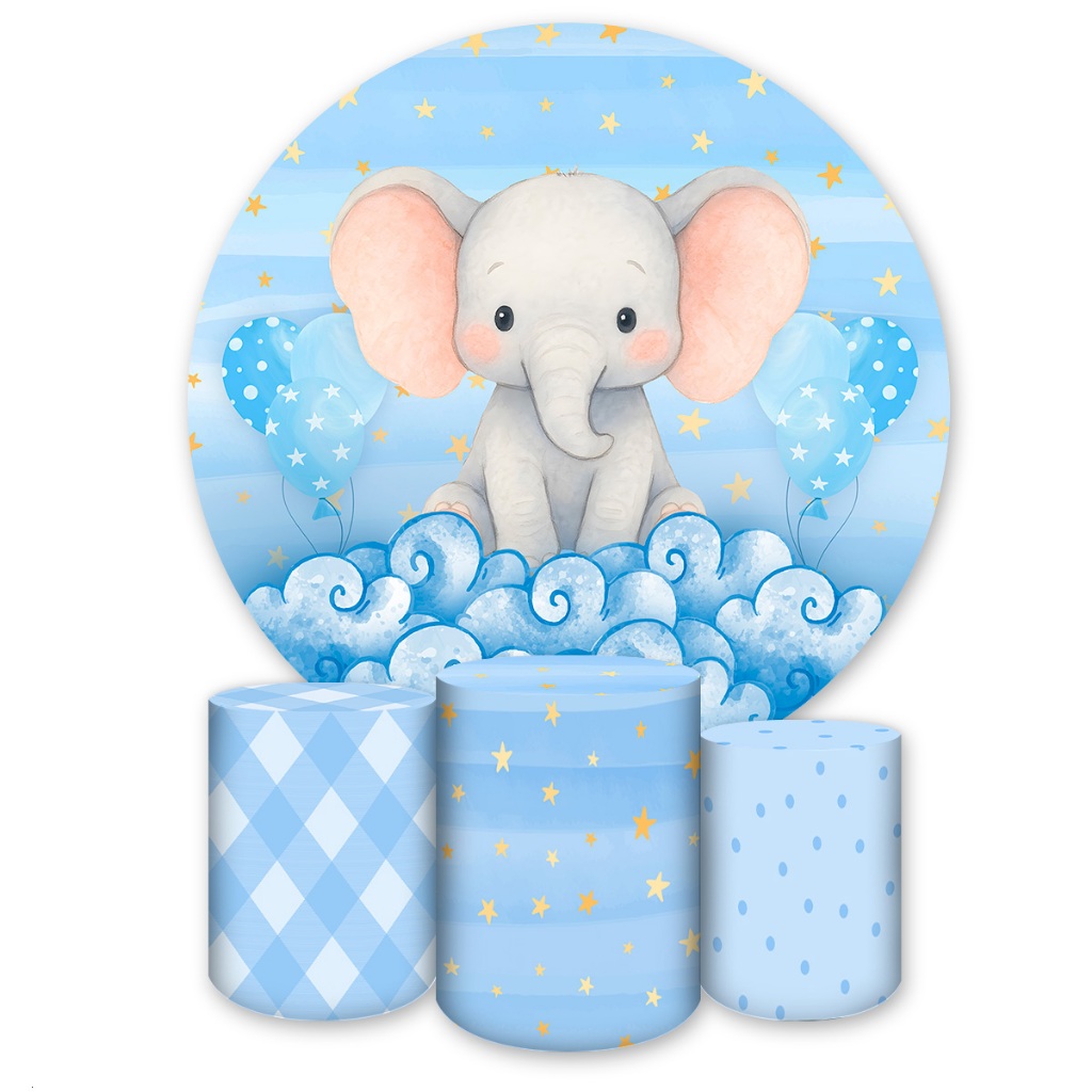 Kits Capas Sublimadas p/ Festa Cha de Bebe Elefantinho Baby
