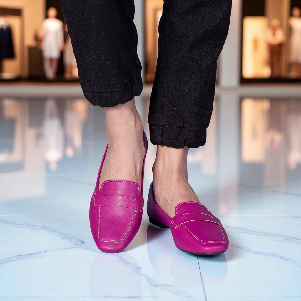 ∴ Sapatilha Loafer Mocassim Bico Quadrado Varias Cores Confortável Moda (145-0028)